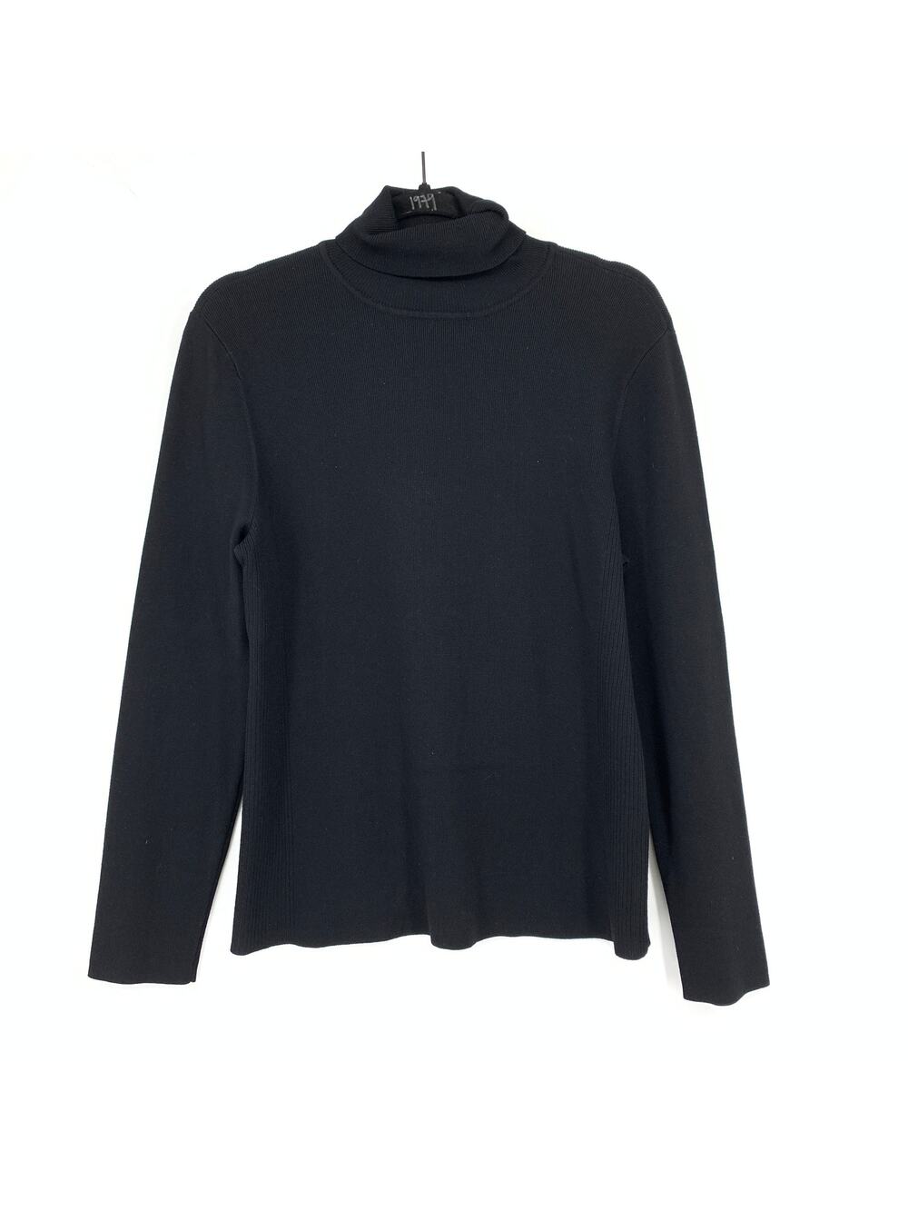 Chicos Turtleneck Fitted Sweater Womens Size 2 US Large Black Long Sleeve